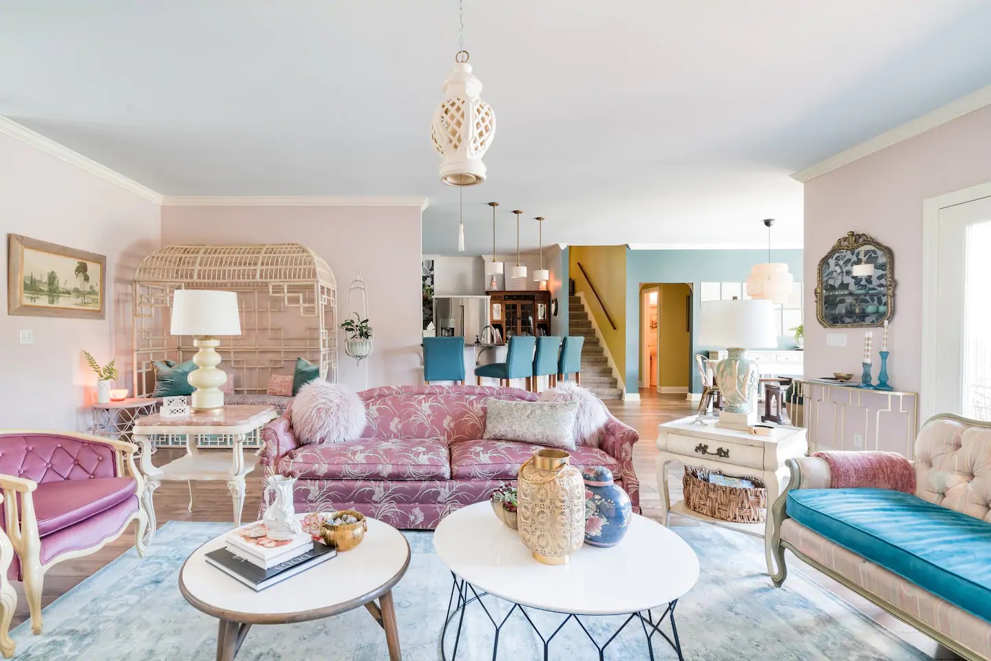 Photo of the living room inside The Opal House, which is one of the best Airbnbs in Tennessee.