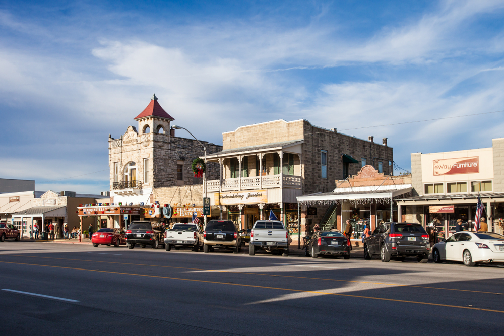 historic buildings of downtown Fredericksburg day trips from Austin