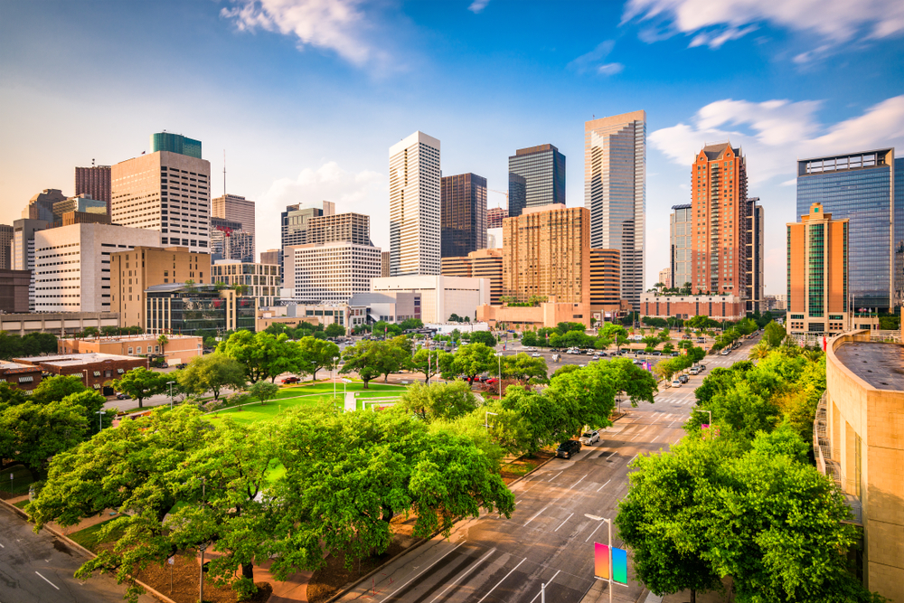 Houston skyline filled with skyscrapers