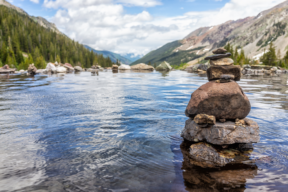 Colorado hot springs offer a great valley view.