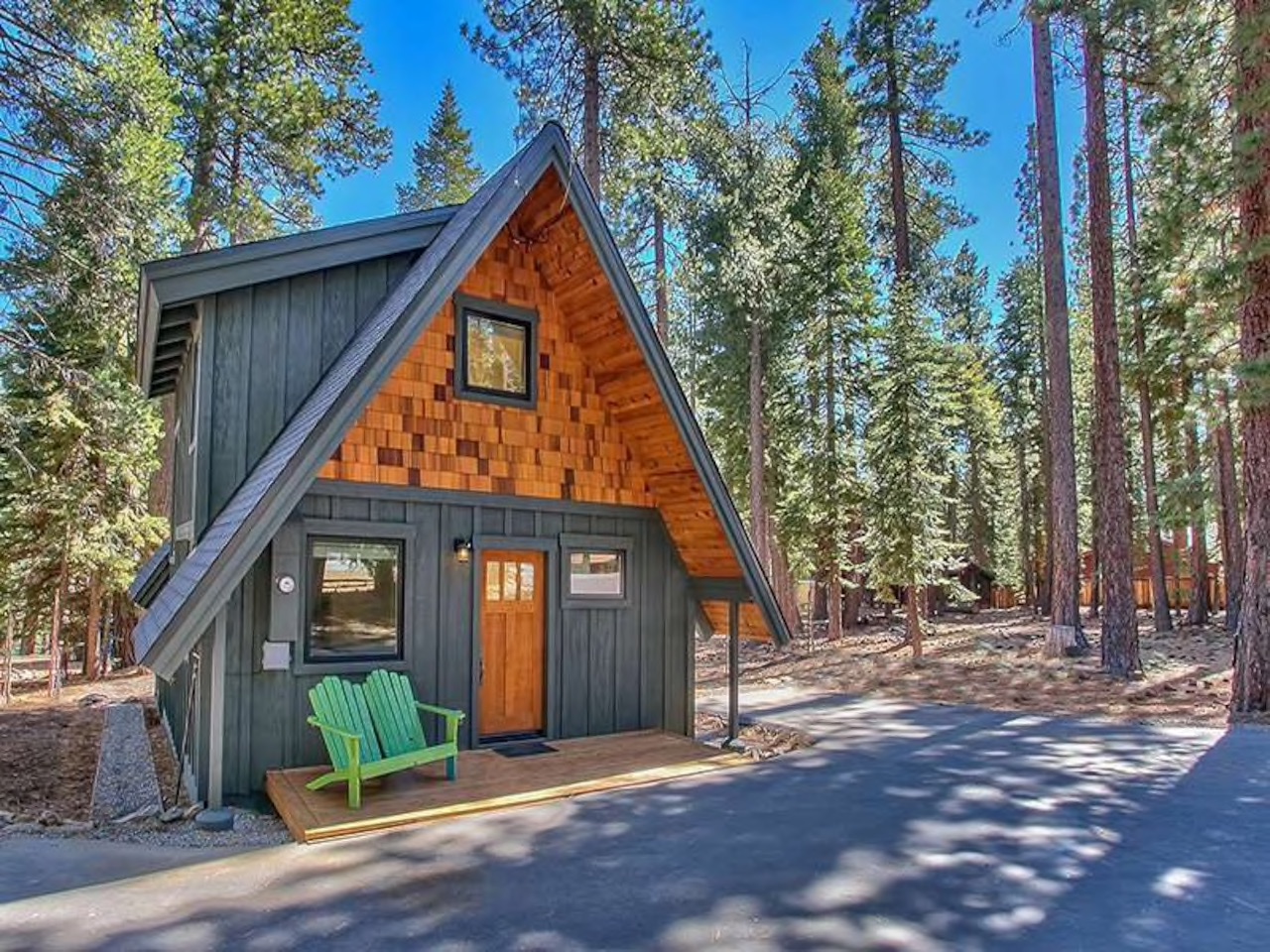 the modern mountain A-frame Lake Tahoe Airbnb