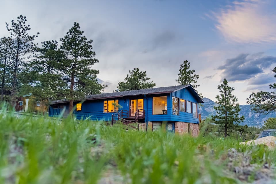 a photo of a hilltop hide away, one of the best Estes Park airbnbs