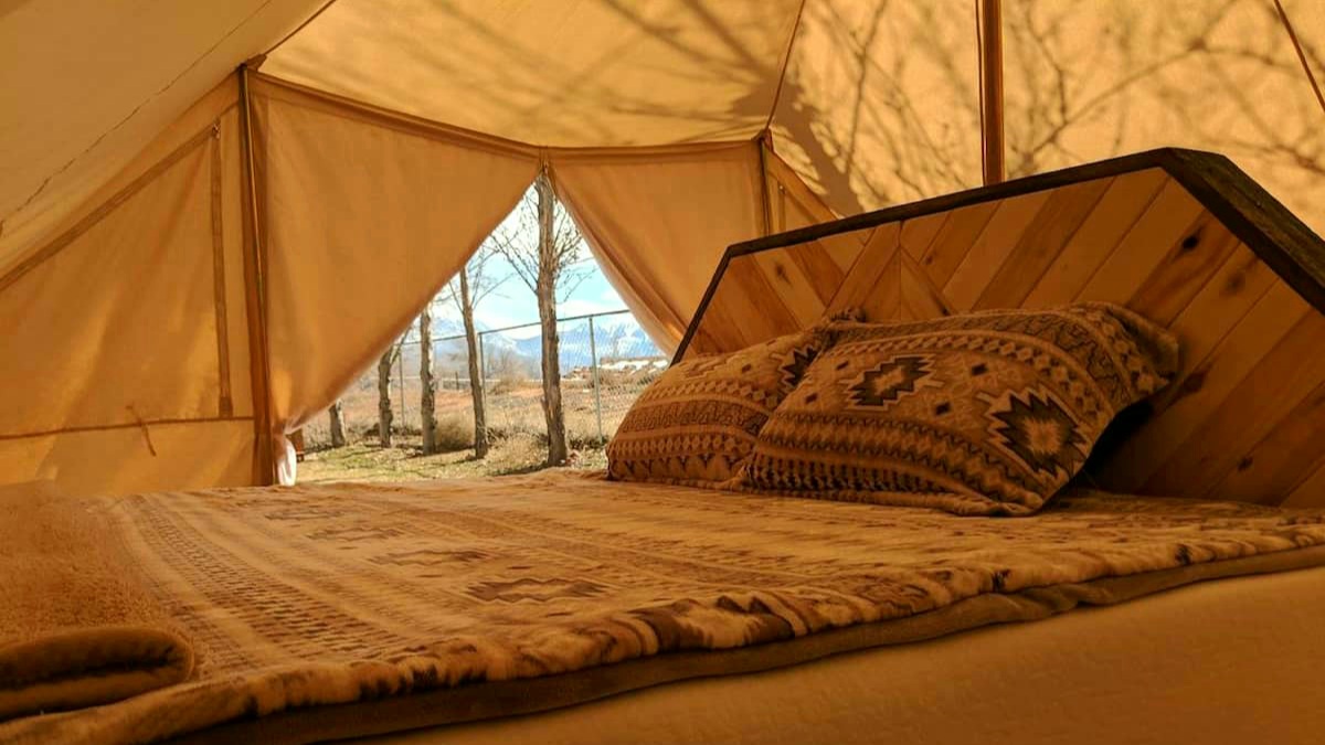 Tent rental with a bed