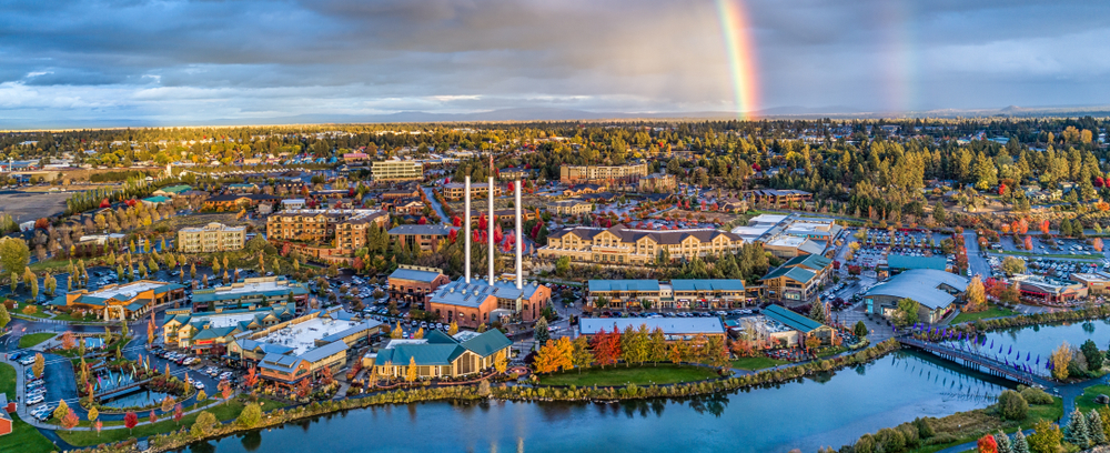 Arial view of Bend Oregon one of the cutest small towns on the West Coast