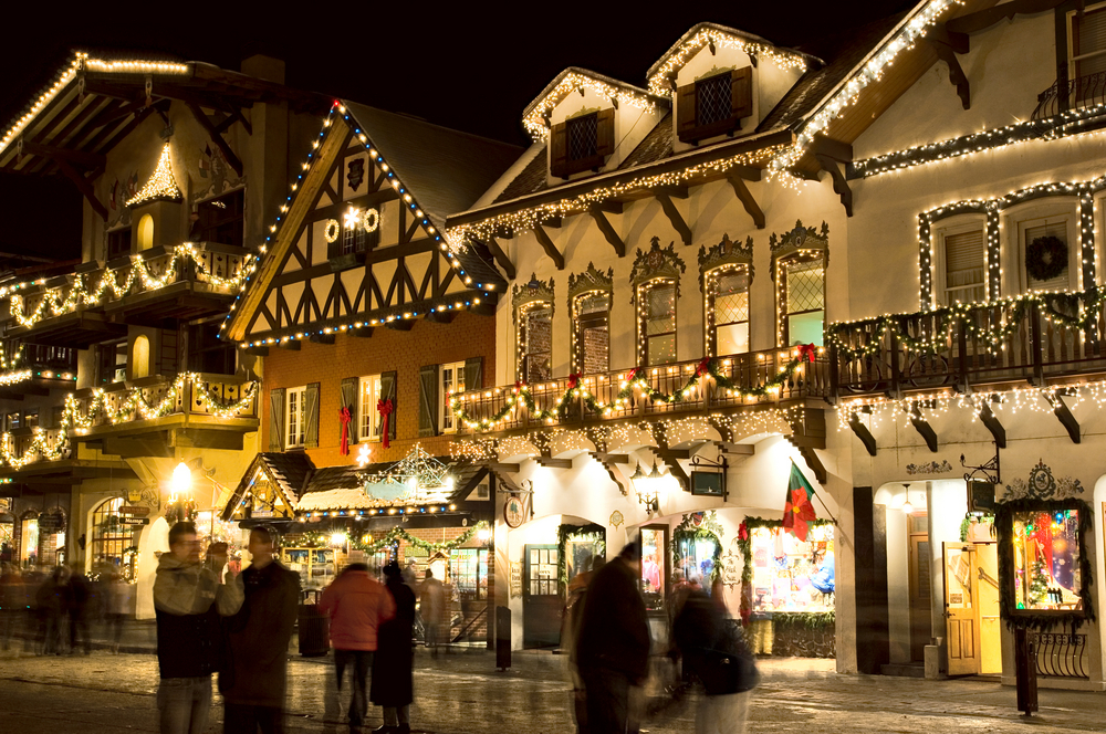 Town of Leavenworth Washington lit up with Christmas lights one of the cutest towns on the west coast