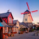 Danish street in Solvang California at twilight