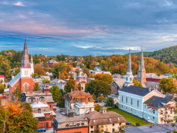 A view over a New England Town in an article about towns on the east coast