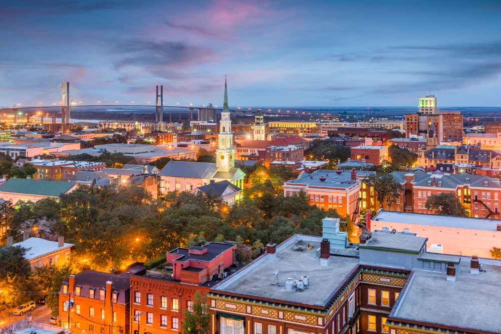 The city skyline of Savannah one on the towns on the east coast you need to visit