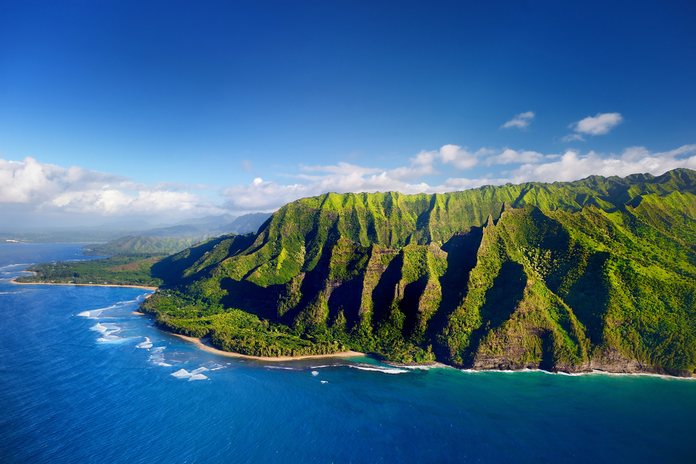 coastline of Kauai with a lush green landscape