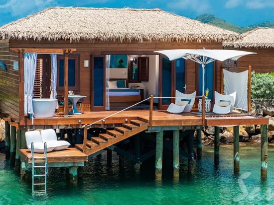 overwater bungalows at saint lucia in the caribbean at sandals resort