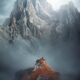 woman standing on top of mountain in italy