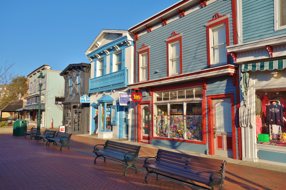 the colorful shops on the main street of Cape May New Jersey