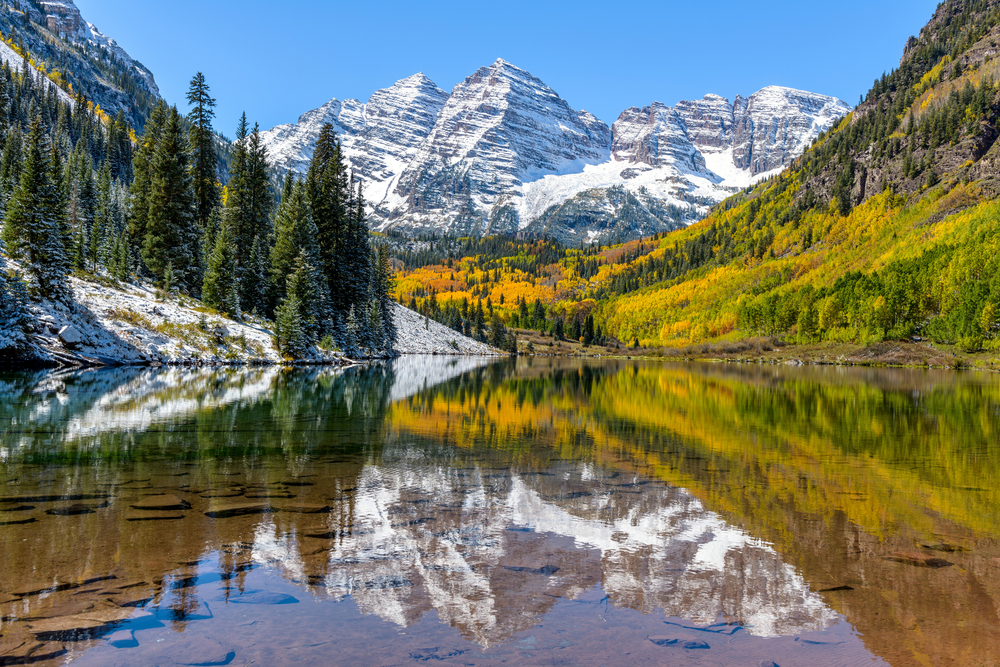 A mountain landscape in Colorado on a sunny day