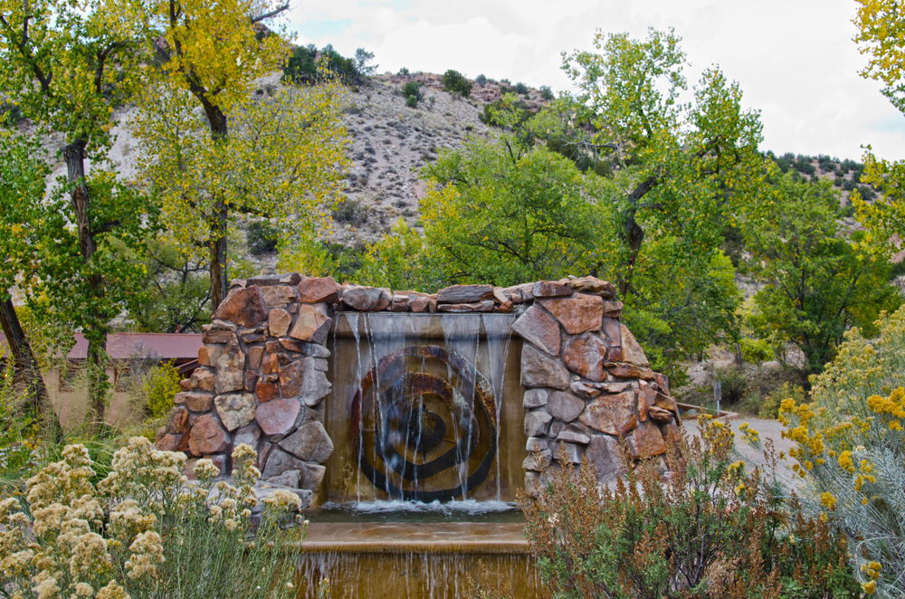 the front entrance of Ojo Caliente Hot Springs which is one of the best New Mexico hot springs