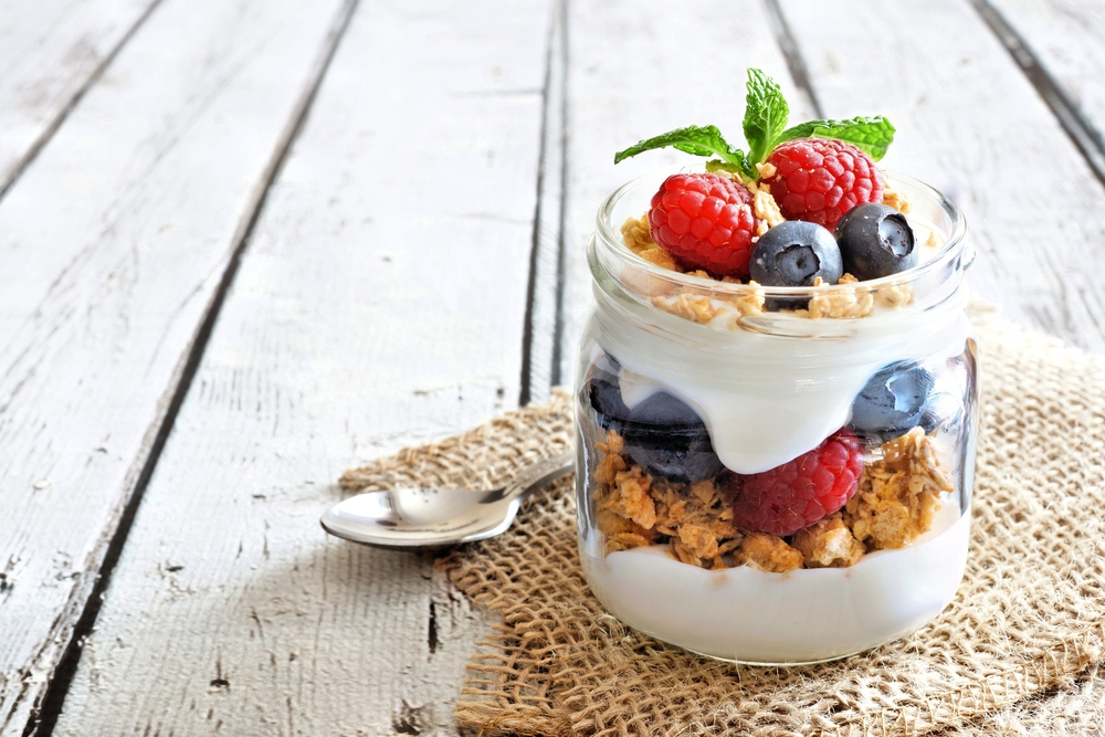 Yogurt is a healthy road trip breakfast.