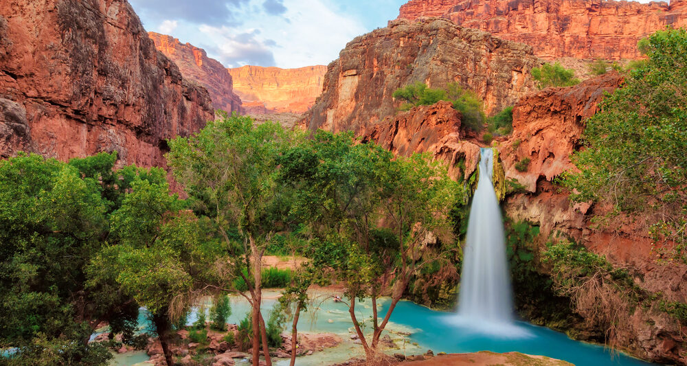 blue waterfall during a weekend getaway in arizona