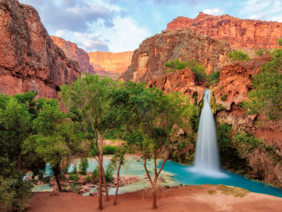 blue waterfall during a weekend getaway in arizona