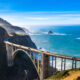 The view of Bixby Bridge with the Pacific Ocean in the back ground. It is the most popular stop on a Big Sur road trip.