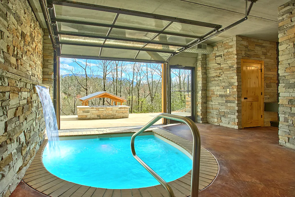 a photo of a romantic cabin spa getaway one of the best  cabins with indoor pools in Tennessee