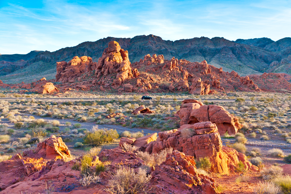 driving past the red rock formations as you make your way through the park