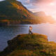 couple kissing on west newfoundland itinerary at sunset