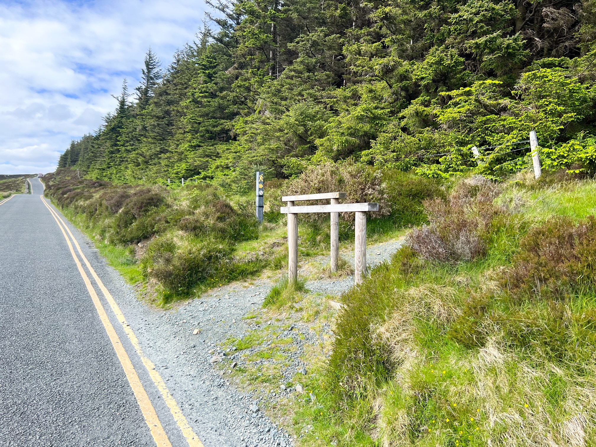 two bars for a trail entry into Ballinastoe Woods wicklow ireland 