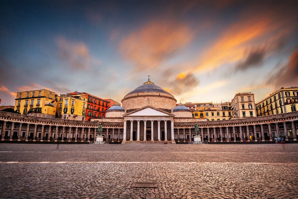 Sunset over the Church of San Francesco di Paola.