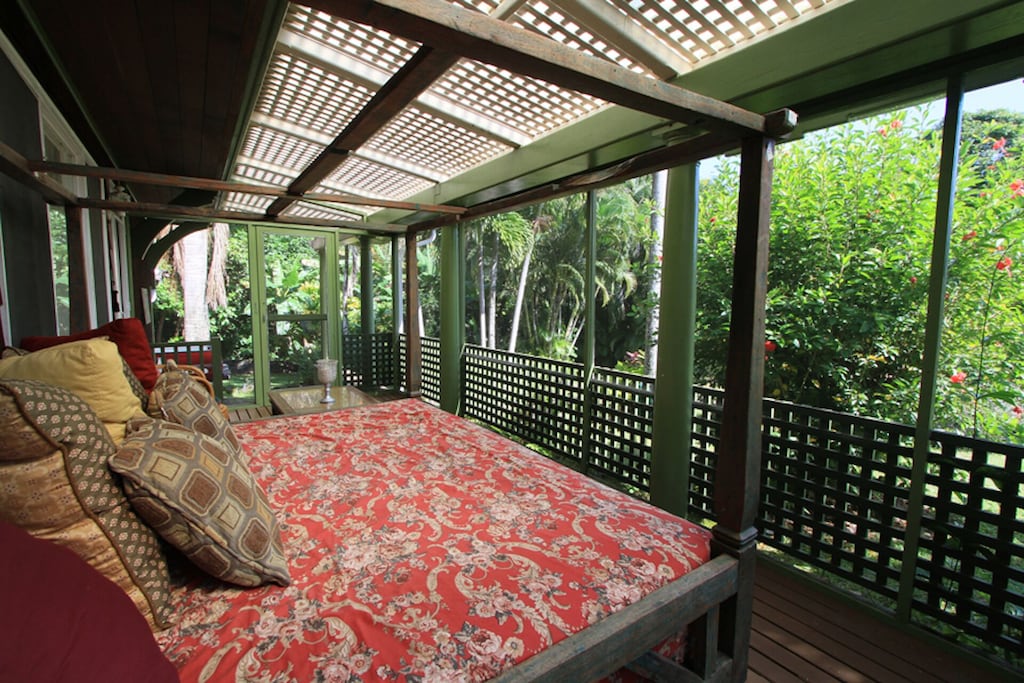 view of the screened in sleeping porch of Fisher's Hana Hale