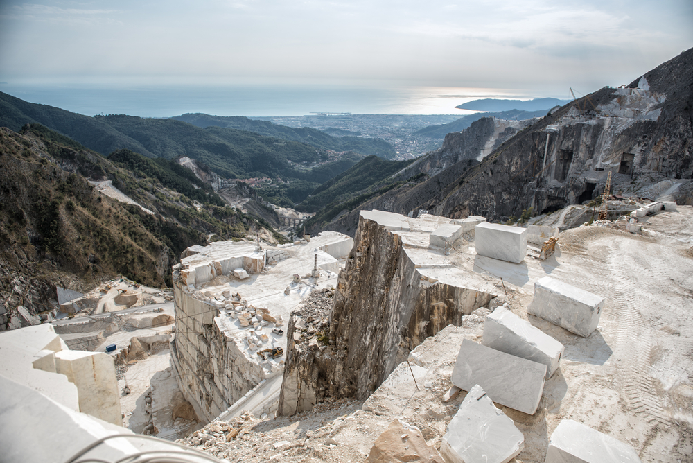 The Carrara Marble Quarries with views of the valley below.