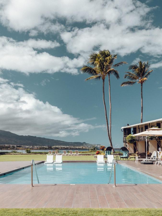 Pool with palm trees at the Maui Seaside Hotel.