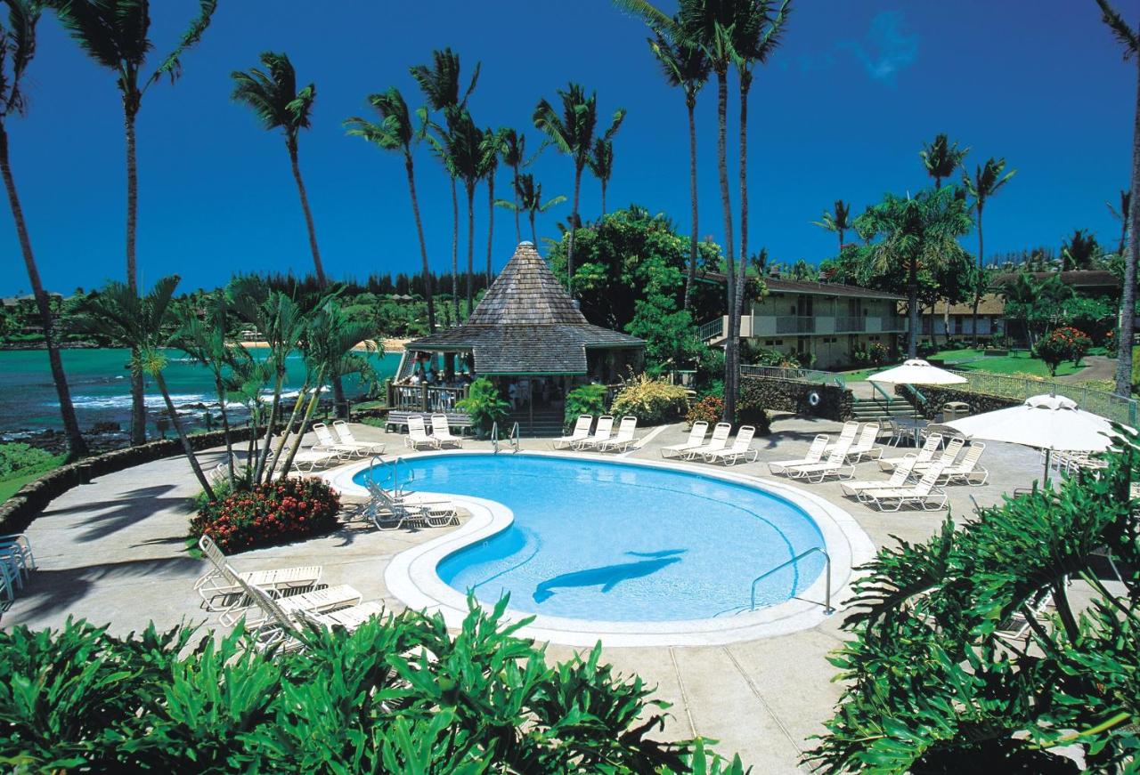 Pool area with views of the ocean.