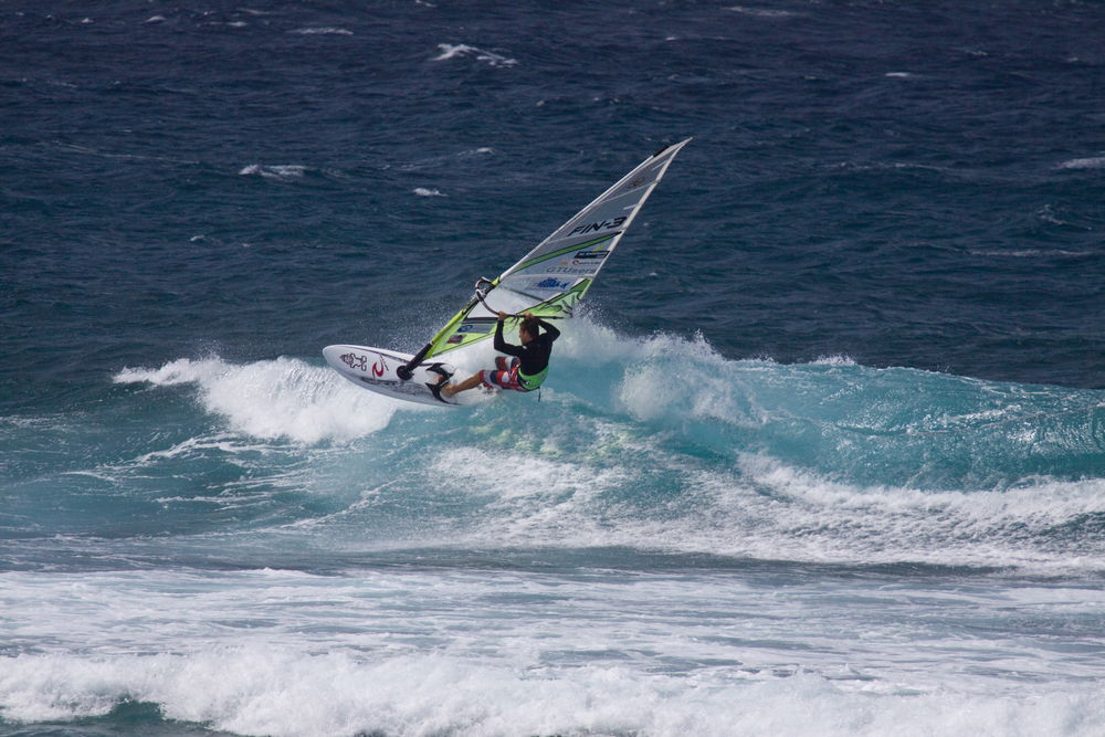 Windsurfer at Ho'okipa Beach in Maui.