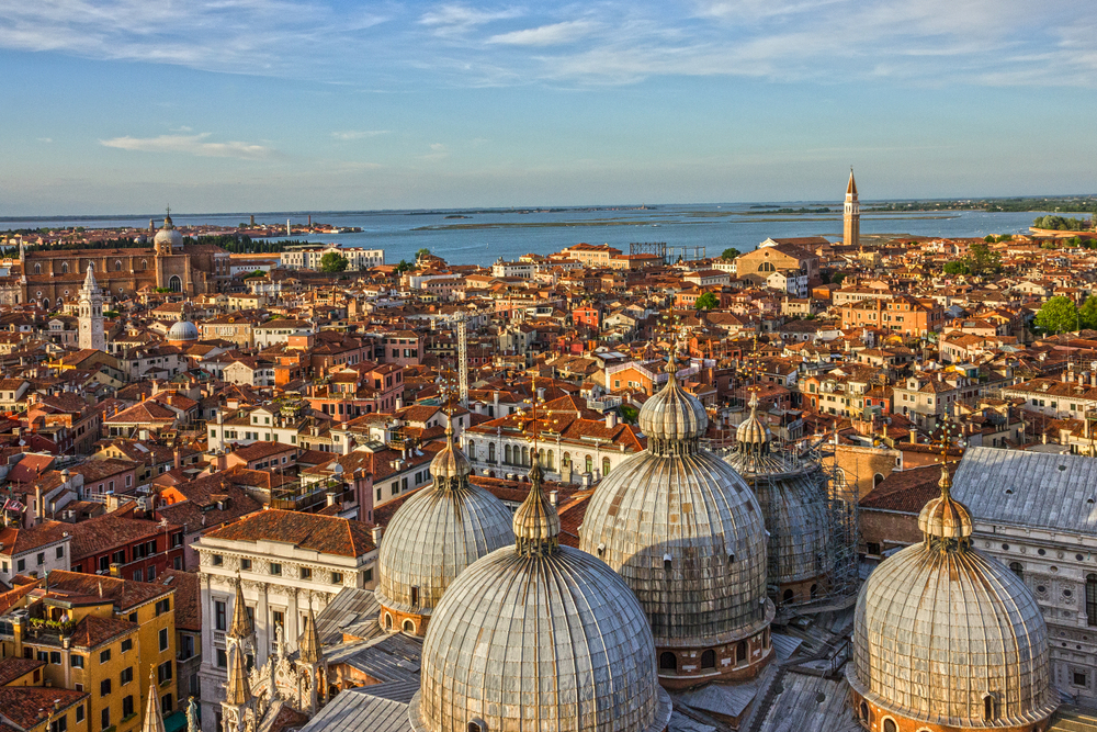View of the Venice rooftops from the top of the Companile di San Marco.