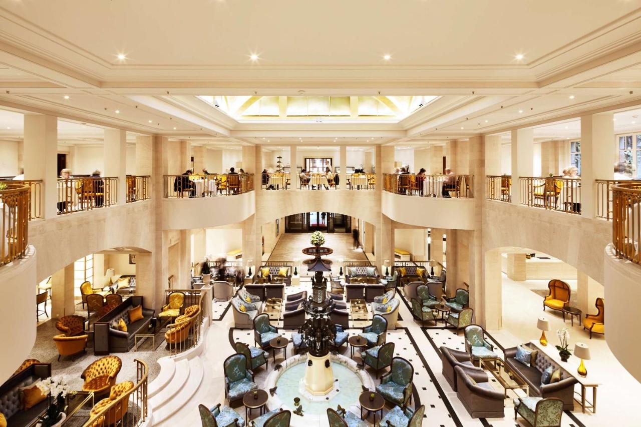 Overlooking the lobby and fountain at the Hotel Aldon in Berlin.