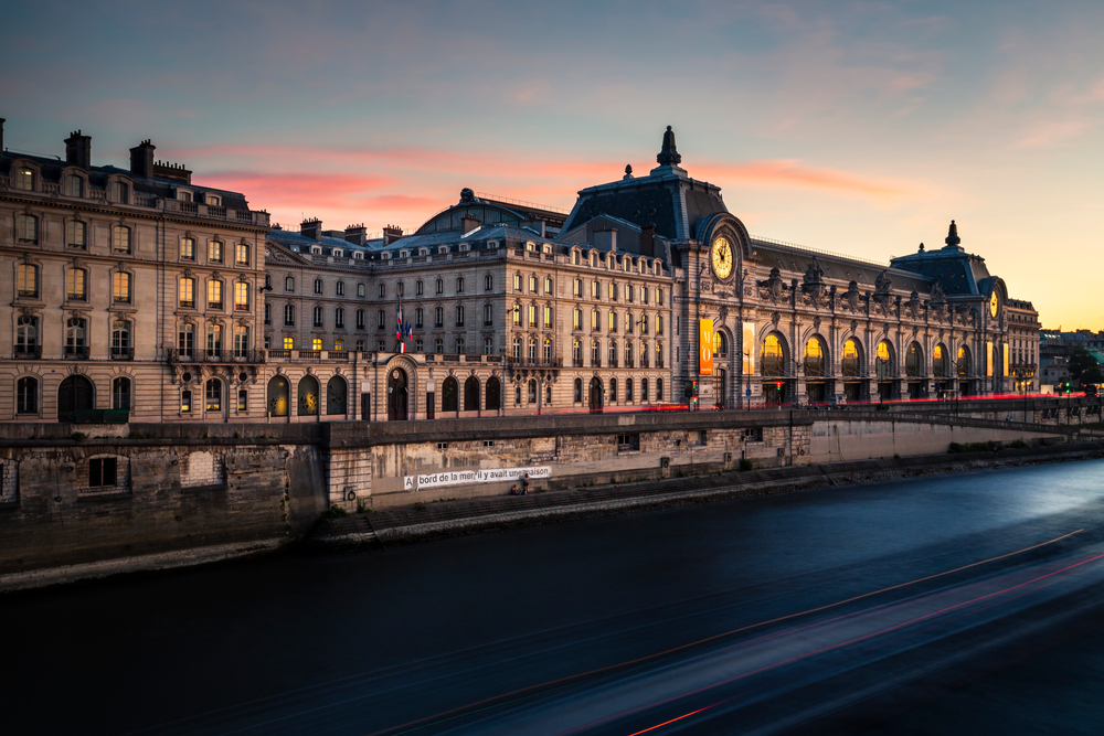 Sunset over the Musee d'Orsay and the river.