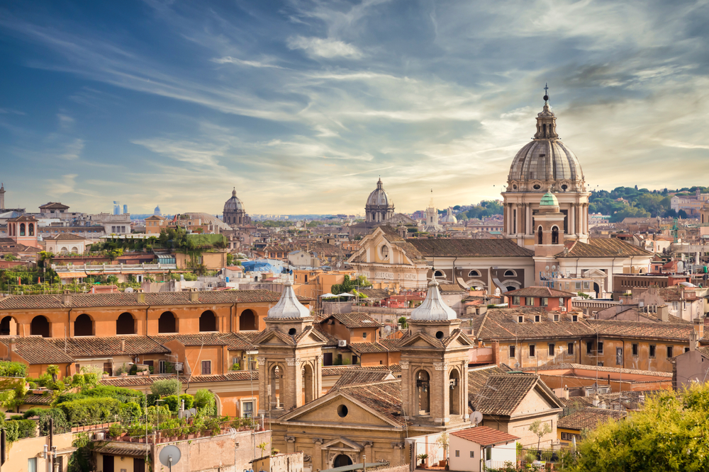 Panoramic view of the Rome skyline during 7 days in Italy.