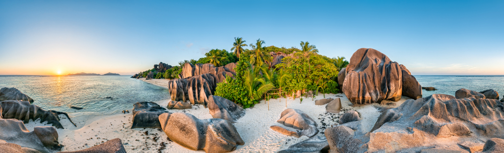 The Anse Source D'Argent is one of the best beaches in the world that features famous tropical vibes with rustling palms and gigantic boulders.