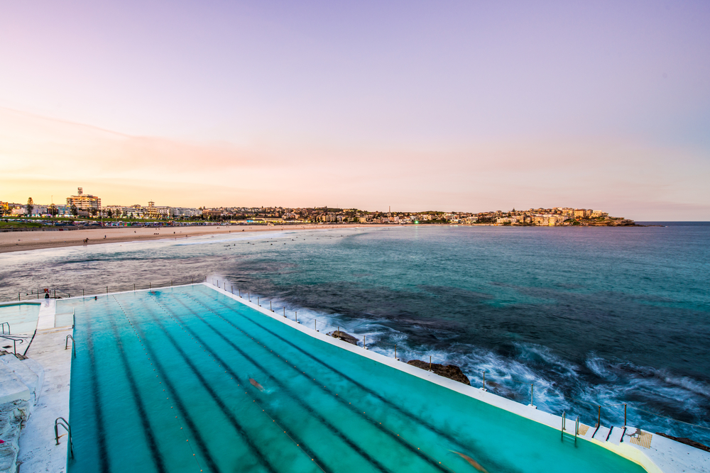 Bondi beach is one of the best beaches in the world: this shore has huge waves as shown in the photo, and a nearby pool for practicing swimmers! 
