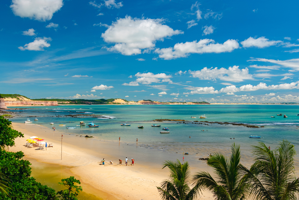 Pipa Beach is one of the best beaches in the world for escapism-- as shown in this photo the coast of the Atlantic Forest, cliffs, and blue waters brings people back! 