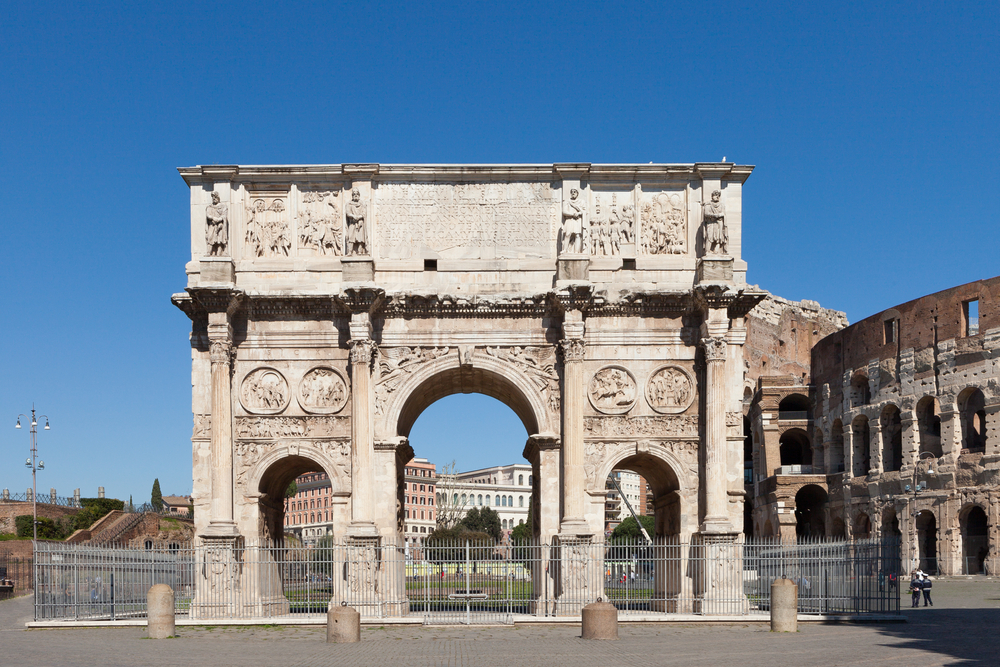The Arch of Constantine next to the Colosseum