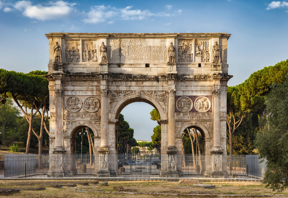 The Arch of Constantine with intricate carvings.