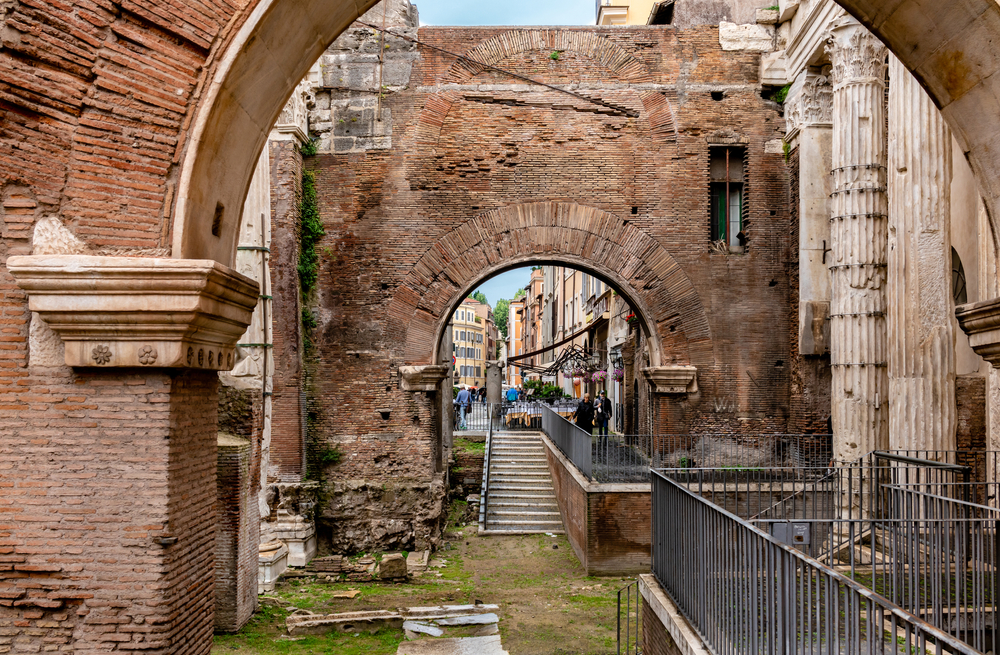 Look through an archway of the ruined Jewish Ghetto.