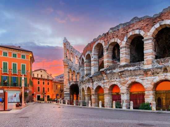 sunset on a street with ruins showing one of the best times to visit italy