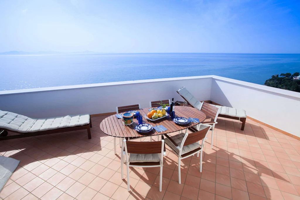 Balcony with a beautiful view of the Amalfi Coast. One of the best Airbnbs in Amalfi. 