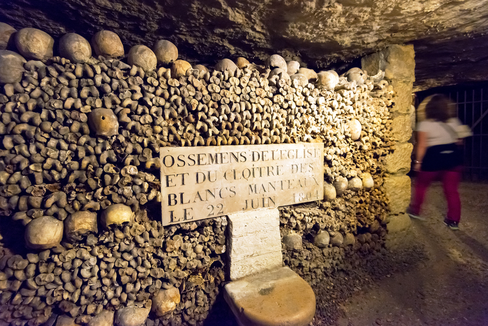 A sign of the Catacombs labels the 2 kilometer walk people navigate on these underground tours.