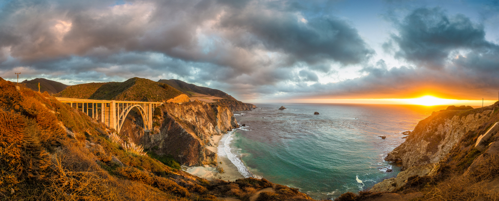 Big Sur in California at golden hour in the summer 