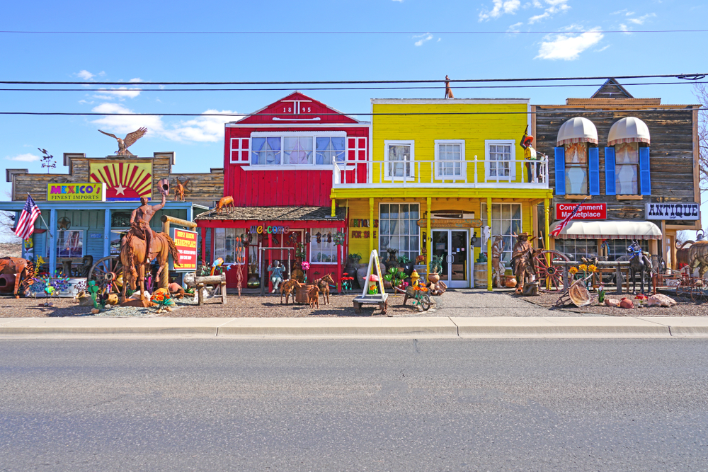  View of vintage signs in historic Old Town Cottonwood. The article is about where to stay in Sedona 