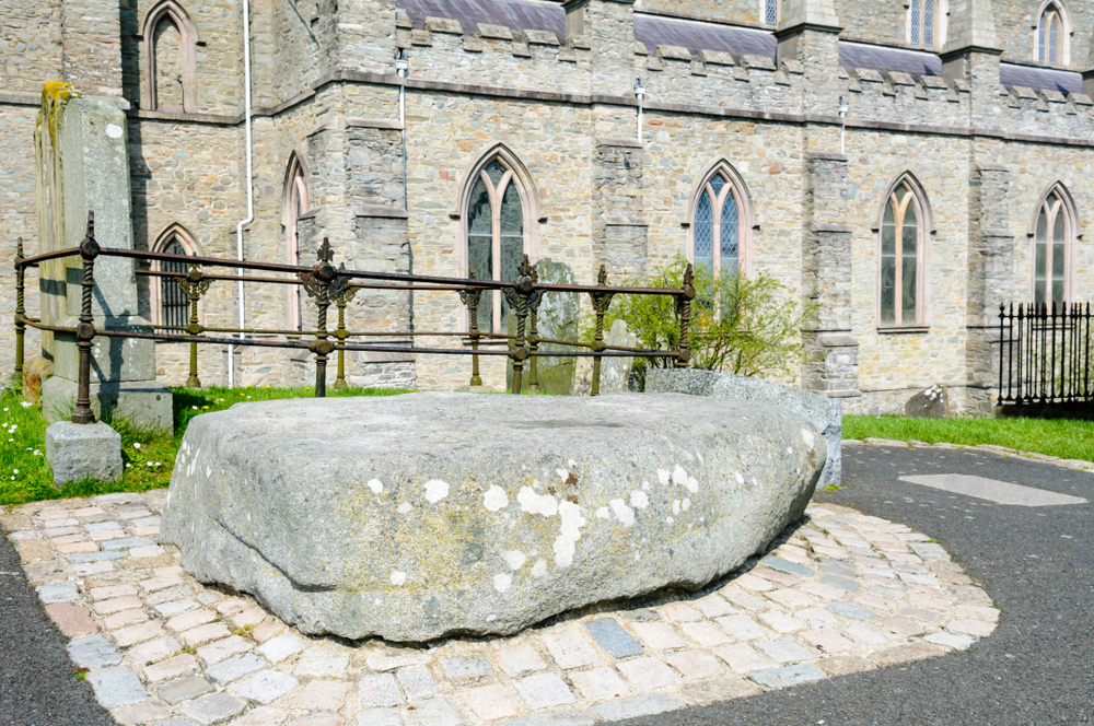 Big stone laid over the grave Of Saint Patrick at Down Cathedral.