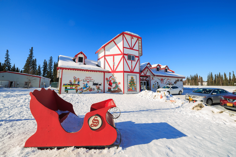 santas sleigh parked in the North Pole Alaska 