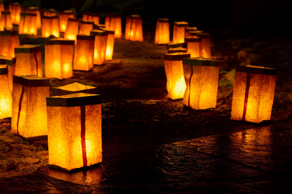 Paper lanterns on a walk in Santa Fe.